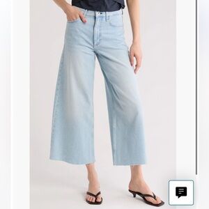 Rag & Bone Serena Wide Leg Crop Raw Hem Jeans Light Blue Wyncote 32